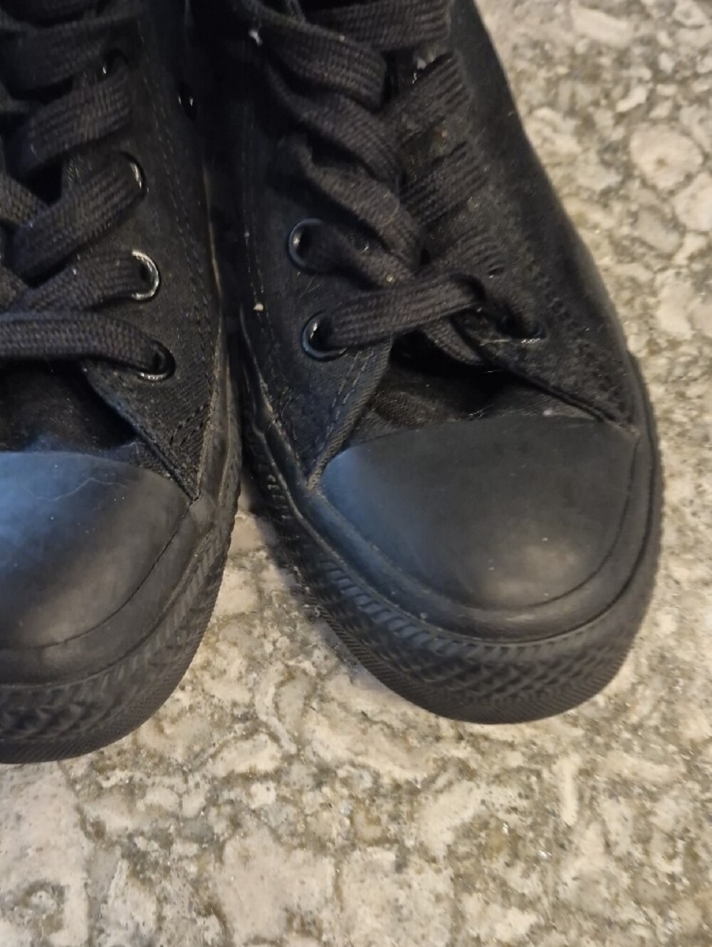 Converse All Stars Black Knee-High Lace-Up Canvas Boots with Pink Patch & Skull - Picture 12 of 13